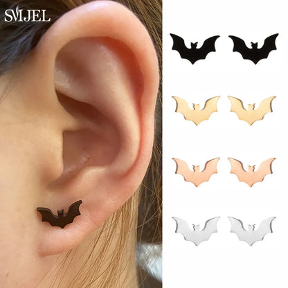 Stainless Steel Bat Stud Earrings
