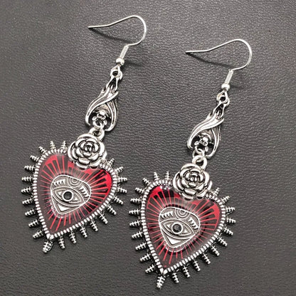 Occult Dark Heart Drop Earrings