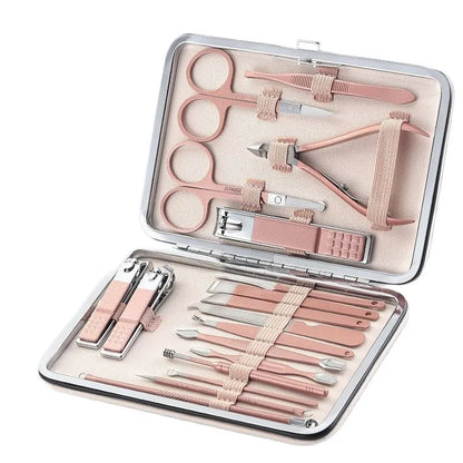 10/18 Tools Stainless Steel Manicure Set Rose Gold/Black