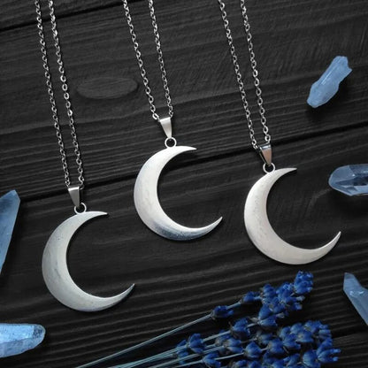 Big Crescent Moon Phase Pagan Gothic Witch Style Necklace