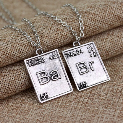 Breaking Bad Chemical Symbol Br Ba Necklace