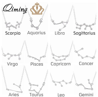 12 Constellation Zodiac Sign Astrology Necklace