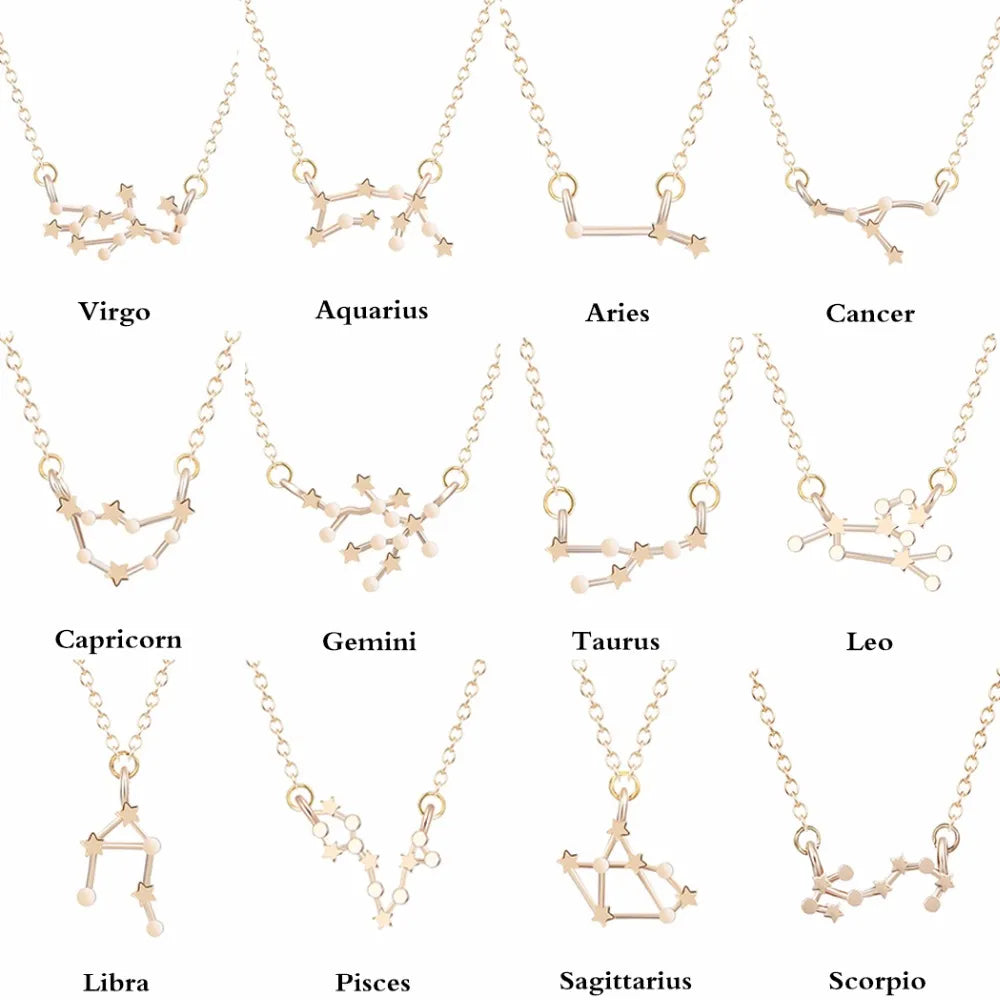 12 Constellation Zodiac Sign Astrology Necklace