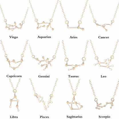 12 Constellation Zodiac Sign Astrology Necklace