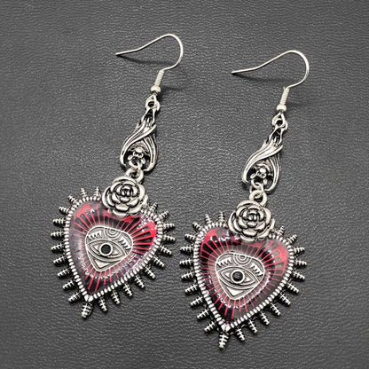Occult Dark Heart Drop Earrings
