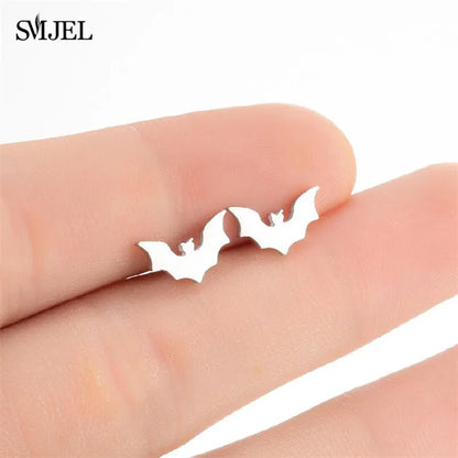 Stainless Steel Bat Stud Earrings