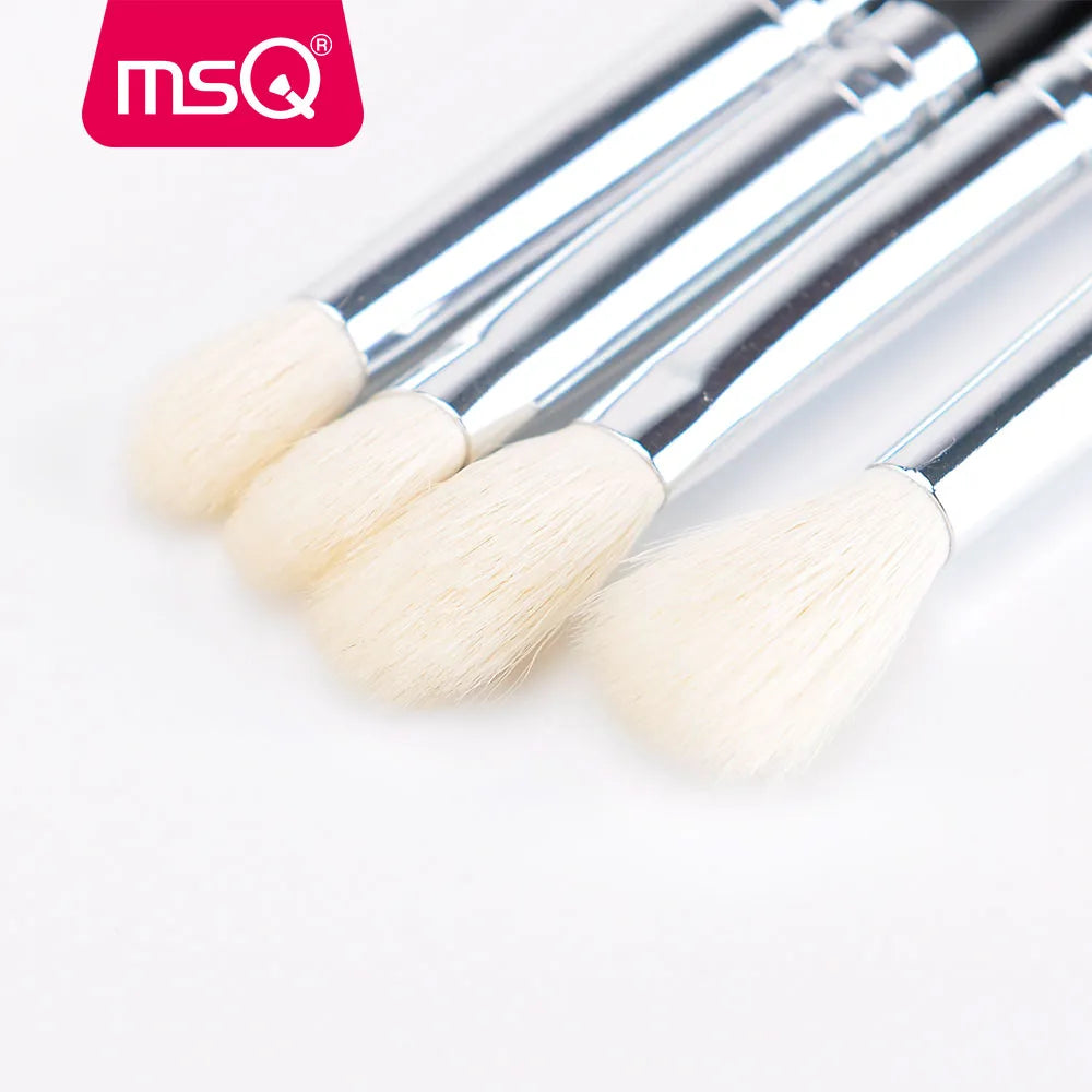 MSQ 15-Piece Pro Makeup Brush Set with Synthetic Bristles & Leather Case