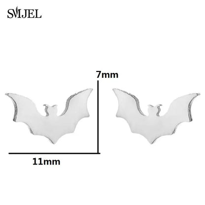 Stainless Steel Bat Stud Earrings