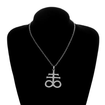 Black Leviathan Cross Pendant Necklace