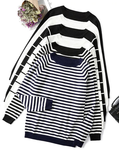 Long Sleeve Black and White Stripy Top