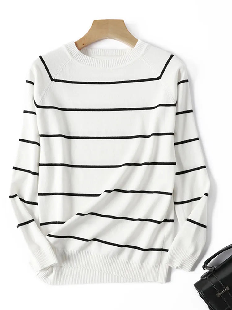 Long Sleeve Black and White Stripy Top