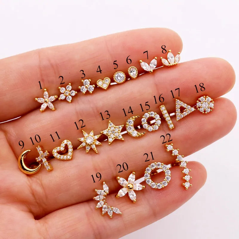 316 Stainless Steel Mini Zircon Cartilage Piercing Stud Earring