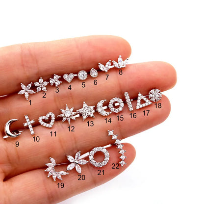 316 Stainless Steel Mini Zircon Cartilage Piercing Stud Earring
