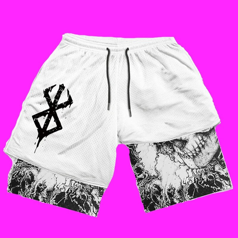 Anime High Waist Oversize Breathable Gym Shorts