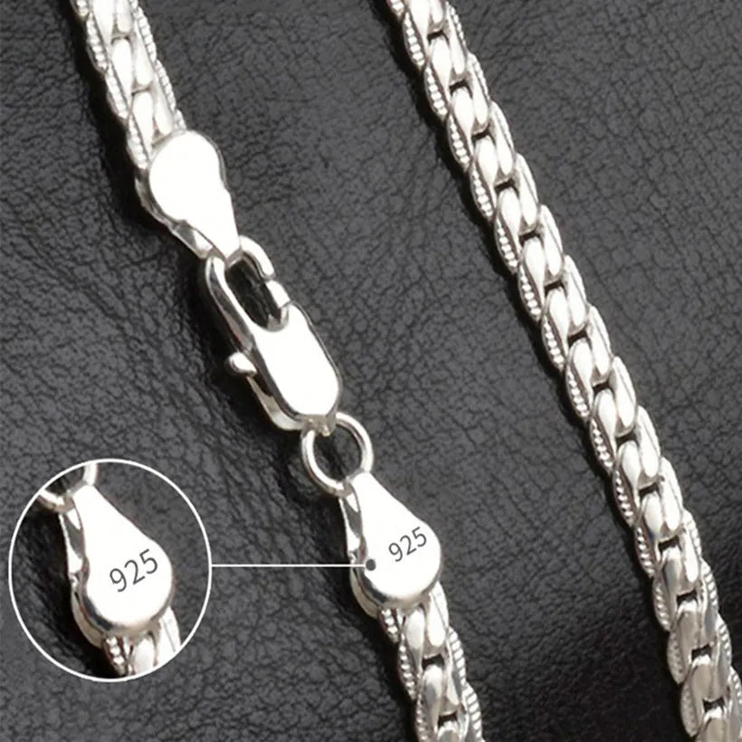 Silver 6mm Side Chain 8/18/20/22/24 Inch Necklace