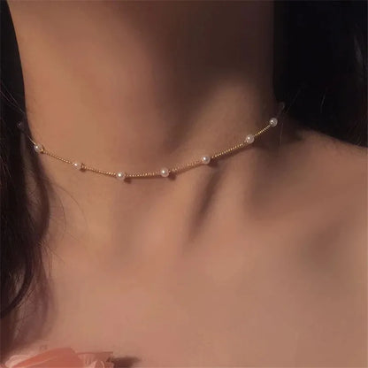 Beads Neck Chain Pearl Choker Necklace