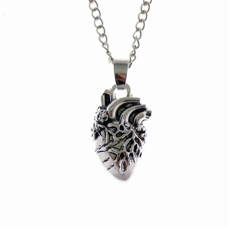 Anatomical Rib Cage & Anatomical Heart Gothic Necklace