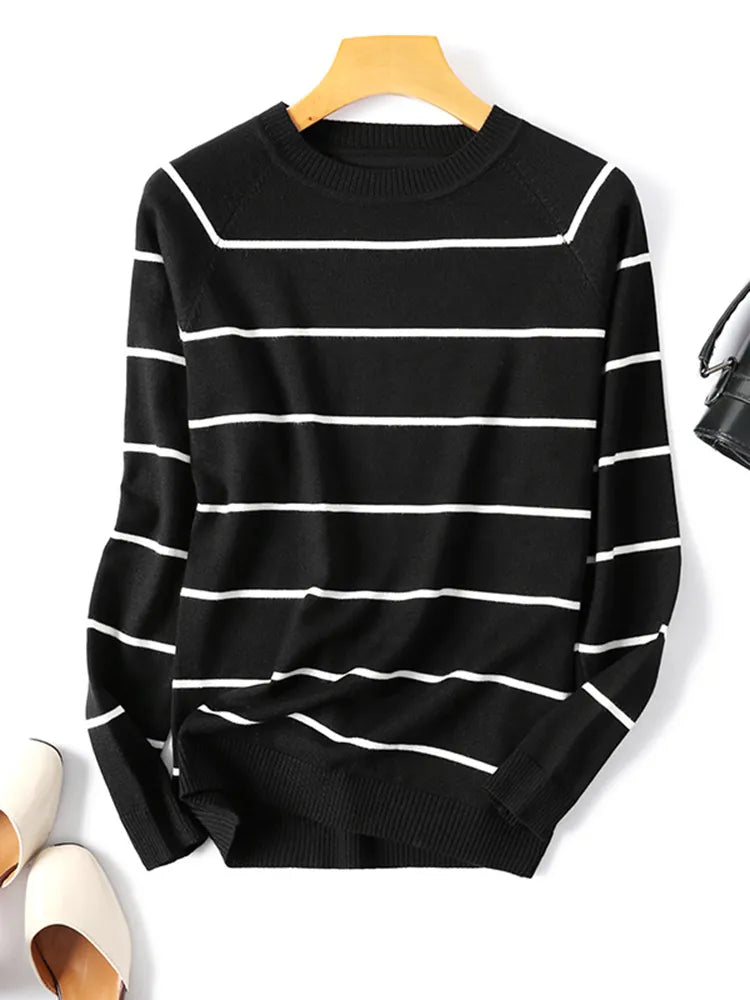 Long Sleeve Black and White Stripy Top