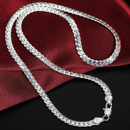 Silver 6mm Side Chain 8/18/20/22/24 Inch Necklace