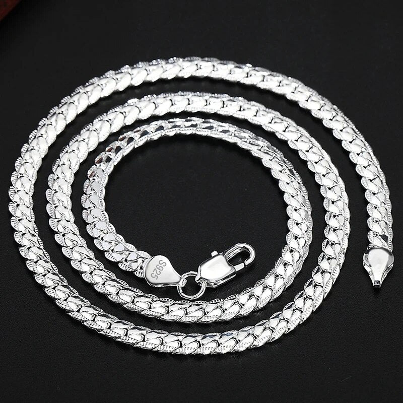 Silver 6mm Side Chain 8/18/20/22/24 Inch Necklace